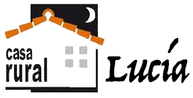 Logo de Casa Rural Lucía en la Sierra de Francia con tejado, ventanas y luna nocturna