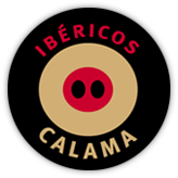 Logo de Ibéricos Cálama con círculos concéntricos en negro, beige y rojo, símbolo de la Sierra de Francia.