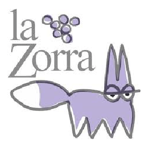 Logo de La Zorra: zorro púrpura estilizado con uvas, emblema de vinos de la Sierra de Francia