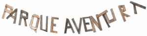 Logo de Parque Aventura Vael Equipe con letras en tonos tierra y madera, diseño rústico